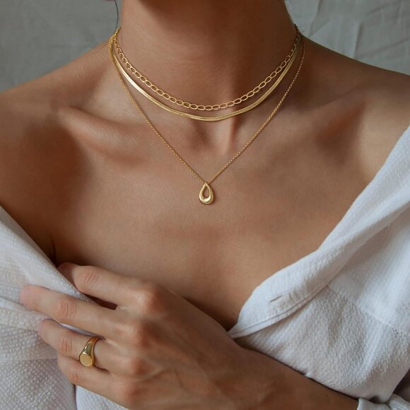 Christmas gift gold Style 01 plated layered necklaces women dainty choker set - Picture 4 of 7